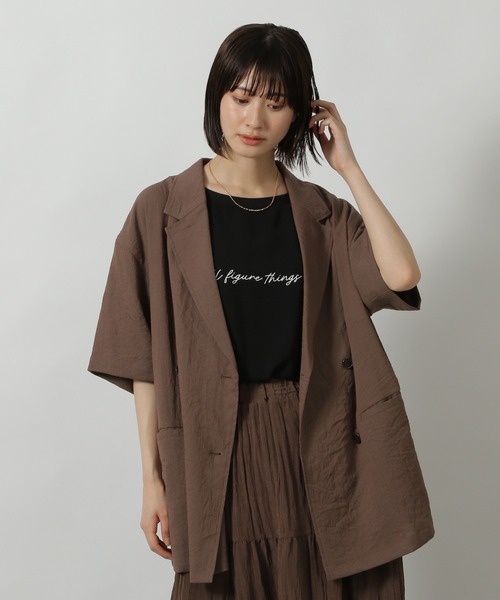 LAKOLE（ラコレ）の「【セットアップ対応・多機能付き】ハーフスリーブシアーWジャケット / 327796（テーラードジャケット・レディース・アイボリー/グレイッシュベージュ/チャコールグレー/オリーブ/ブラウン・FREE）」の18枚目の写真