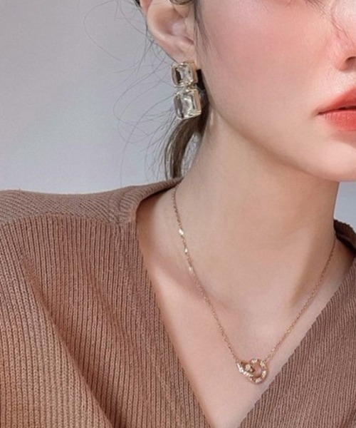 セール】スクエアクリスタルピアス（ピアス（両耳用