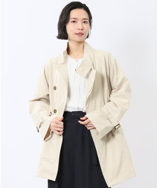 m.f.editorial(エムエフエディトリアル)の「【ストレッチ ハンドウォッシャブル】ツイル ハーフスタンドコート(トレンチコート・レディース・ベージュ/ブラック/カーキ/ネイビー・MEDIUM)」の2枚目の写真