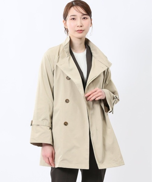 m.f.editorial(エムエフエディトリアル)の「【ストレッチ ハンドウォッシャブル】ツイル ハーフスタンドコート(トレンチコート・レディース・ベージュ/ブラック/カーキ/ネイビー・MEDIUM)」の3枚目の写真