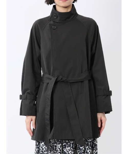 m.f.editorial(エムエフエディトリアル)の「【ストレッチ ハンドウォッシャブル】ツイル ハーフスタンドコート(トレンチコート・レディース・ベージュ/ブラック/カーキ/ネイビー・MEDIUM)」の6枚目の写真