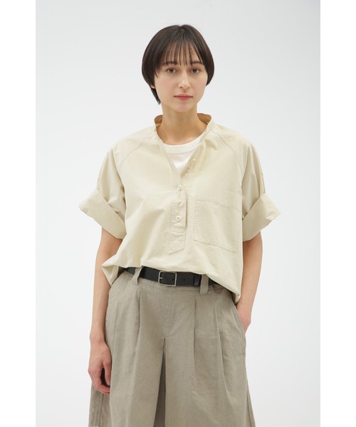 MHL.(エムエイチエル)の「COTTON CORD SHIRTING(シャツ/ブラウス・レディース・チャコール/オフホワイト・2/1)」の1枚目の写真