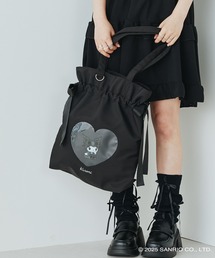 sanrio（サンリオ）の「【WEB限定商品】【当店限定】Sanrio characters(サンリオキャラクターズ) リボン巾着トートバッグ A4対応 / クロミ KU-461（トートバッグ）」