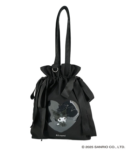 クロミ トートバッグ KUROMI サンリオショップ ぴえん ワッペン 黒