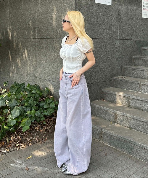 DEPAREILLE デパリエ リネン スリット 比翼 シャツ 羽織 ブラック GEORGETTE LONG SLEEVE BLOUSE / ジョーゼットロングスリーブ
