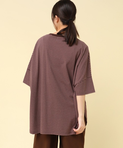 RNA-N（アールエヌエーエヌ）の「M2465 マイクロボーダールーズワイドＴ（Tシャツ/カットソー・レディース・グレー系その他/ブラウン系その他/ブラック×ホワイト・FREE）」の10枚目の写真