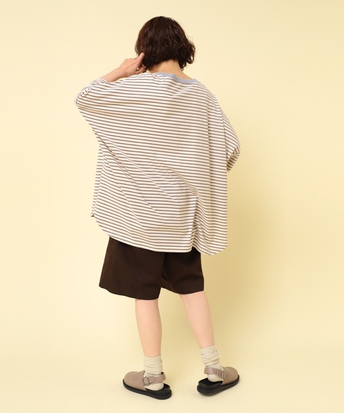 RNA-N（アールエヌエーエヌ）の「M2465 マイクロボーダールーズワイドＴ（Tシャツ/カットソー・レディース・グレー系その他/ブラウン系その他/ブラック×ホワイト・FREE）」の15枚目の写真