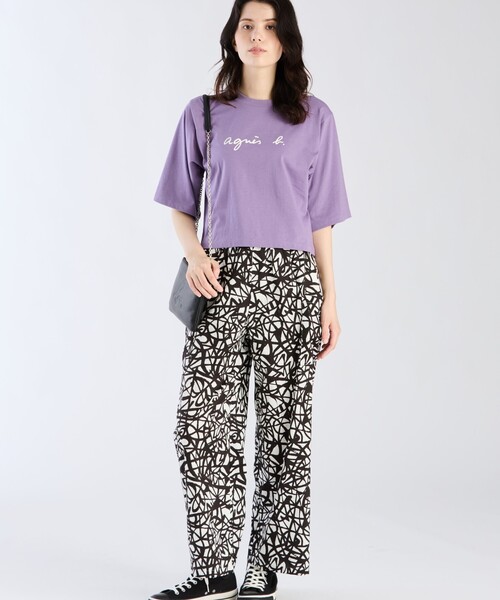agnes b.（アニエスベー）の「ロゴ コットン 5分袖 Tシャツ "Yoko"（Tシャツ/カットソー・レディース・パープル系その他・3/1/2）」の5枚目の写真