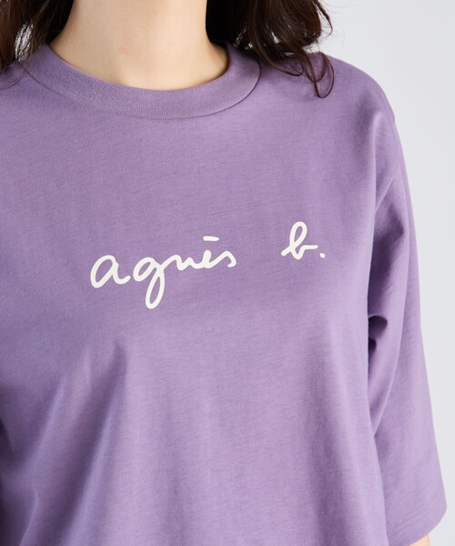 agnes b.（アニエスベー）の「ロゴ コットン 5分袖 Tシャツ "Yoko"（Tシャツ/カットソー・レディース・パープル系その他・3/1/2）」の6枚目の写真
