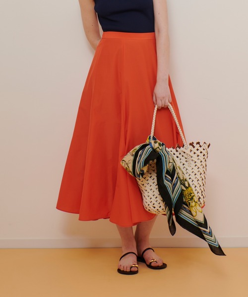 新品未使用　archivio オレンジスカート40 セール】 デニムツイルギャザースカート （ロング・マキシ丈