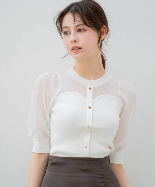 NOELA（ノエラ）の「ビスチェライクシアーニット（ニット/セーター・レディース・ピンク/ブラック/オフホワイト・フリー）」の12枚目の写真