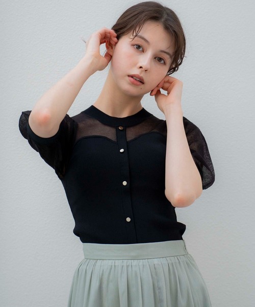 NOELA（ノエラ）の「ビスチェライクシアーニット（ニット/セーター・レディース・ピンク/ブラック/オフホワイト・フリー）」の4枚目の写真