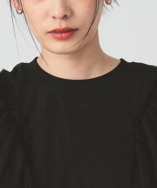 Ray BEAMS（レイビームス）の「チュール レイヤー ラッフルスリーブ Tシャツ（Tシャツ/カットソー・レディース・ホワイト/ブラック・ONE SIZE）」の13枚目の写真