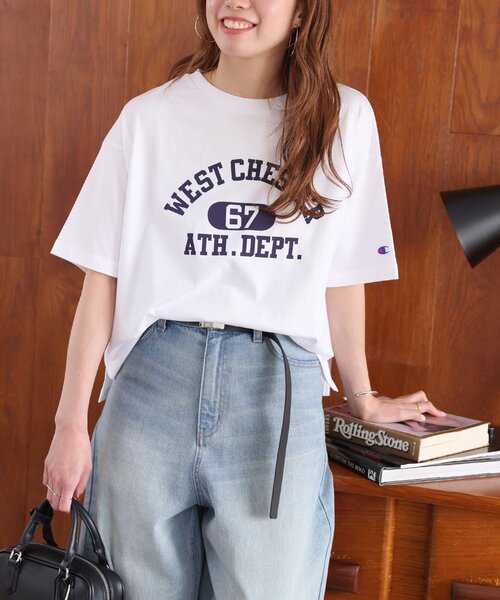 Champion(チャンピオン)の「別注【Champion/チャンピオン】26/s Jersey Tee:Tシャツ(Tシャツ/カットソー・レディース・ブラック/アイボリー/カーキ/ホワイト/マルーン・FREE)」の19枚目の写真