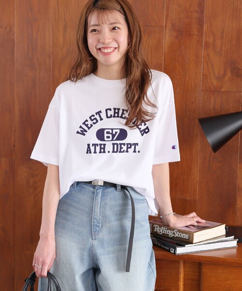 Champion(チャンピオン)の「別注【Champion/チャンピオン】26/s Jersey Tee:Tシャツ(Tシャツ/カットソー・レディース・ブラック/アイボリー/カーキ/ホワイト/マルーン・FREE)」の20枚目の写真