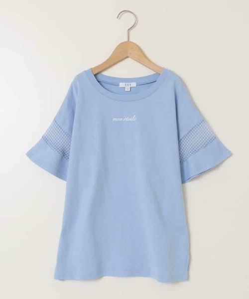 a.v.v（アーヴェヴェ）の「【累計1万枚販売/接触冷感/ジメジメ対策】[160]袖シアー切り替えトップス（Tシャツ/カットソー・キッズ・ブラック/ホワイト/ダークインディゴブルー/ライラック・160）」の5枚目の写真