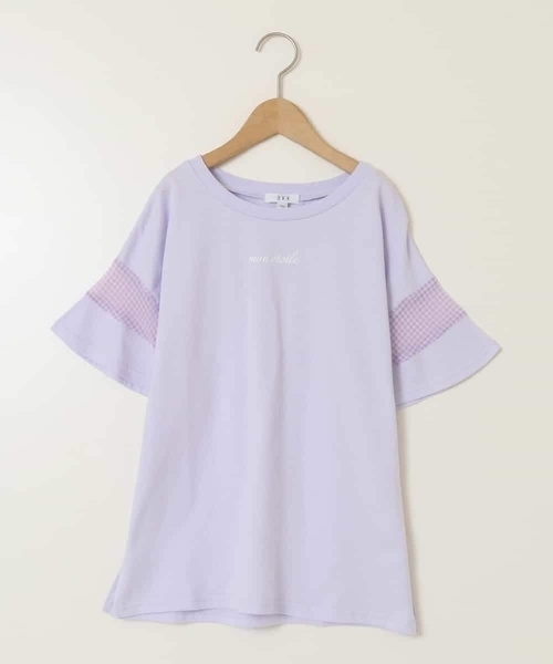 a.v.v（アーヴェヴェ）の「【累計1万枚販売/接触冷感/ジメジメ対策】[160]袖シアー切り替えトップス（Tシャツ/カットソー・キッズ・ブラック/ホワイト/ダークインディゴブルー/ライラック・160）」の6枚目の写真