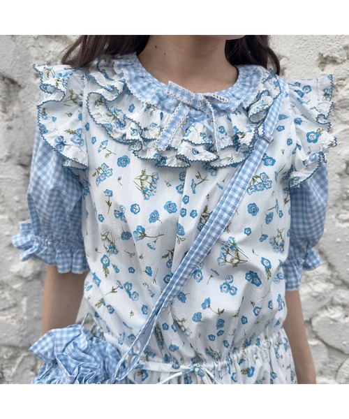 【未着用・タグ付き】house on the hill ギンガム半袖Tシャツ 未着用・タグ付き】house on the hill ギンガム半袖Tシャツ