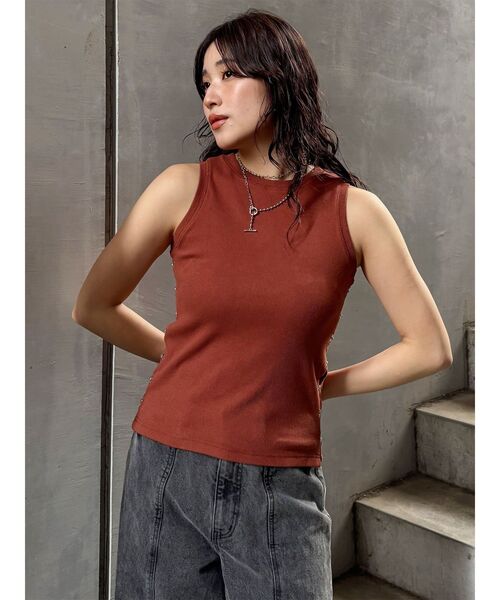 MURUA（ムルーア）の「サイドホックリブカットソー（Tシャツ/カットソー・レディース・ブラック/ホワイト/オレンジ・FREE）」の5枚目の写真