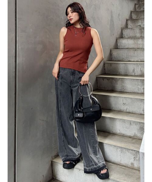 MURUA（ムルーア）の「サイドホックリブカットソー（Tシャツ/カットソー・レディース・ブラック/ホワイト/オレンジ・FREE）」の7枚目の写真