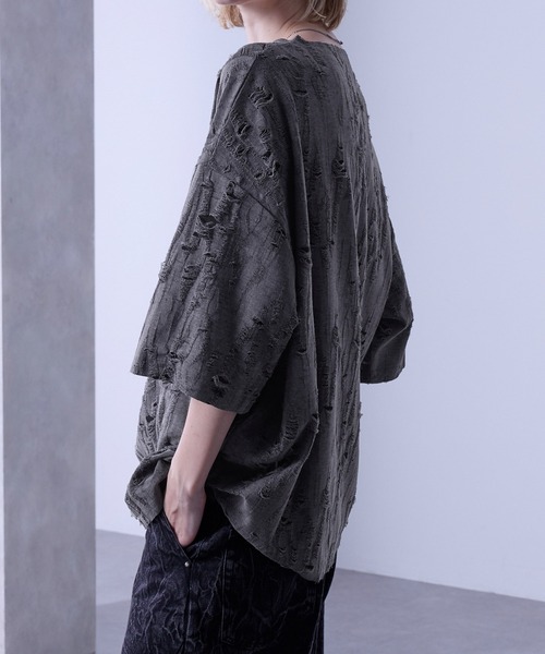 Loose/ルース(ルース)の「クラッシュ オーバーダメージTシャツ(Tシャツ/カットソー・メンズ・グレー/ブルー/ブラウン・S/M/L)」の6枚目の写真