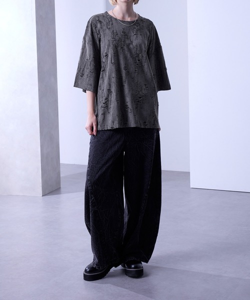 Loose/ルース(ルース)の「クラッシュ オーバーダメージTシャツ(Tシャツ/カットソー・メンズ・グレー/ブルー/ブラウン・S/M/L)」の8枚目の写真