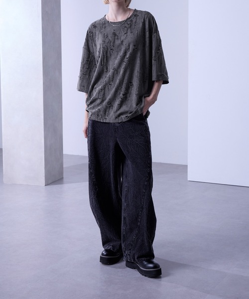 Loose/ルース(ルース)の「クラッシュ オーバーダメージTシャツ(Tシャツ/カットソー・メンズ・グレー/ブルー/ブラウン・S/M/L)」の9枚目の写真