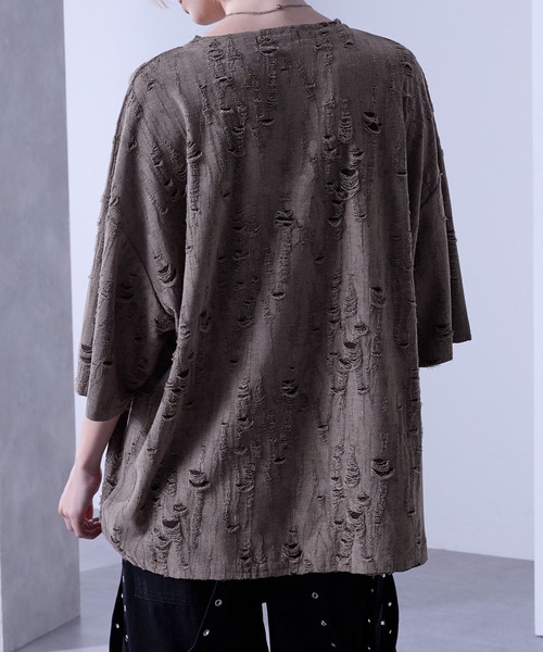 Loose/ルース(ルース)の「クラッシュ オーバーダメージTシャツ(Tシャツ/カットソー・メンズ・グレー/ブルー/ブラウン・S/M/L)」の15枚目の写真