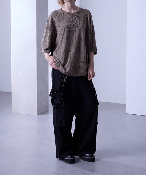 Loose/ルース(ルース)の「クラッシュ オーバーダメージTシャツ(Tシャツ/カットソー・メンズ・グレー/ブルー/ブラウン・S/M/L)」の16枚目の写真