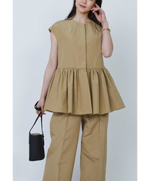 コットンナイロンタフタペプラムジレ