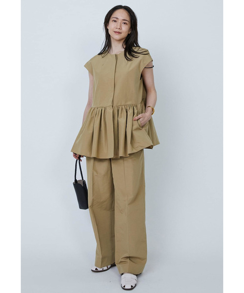 1er Arrondissement（プルミエアロンディスモン）の「コットンナイロンタフタペプラムジレ（その他アウター・レディース・ブルー系その他3/ベージュ・36/38）」の6枚目の写真