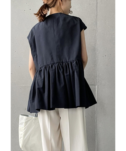 1er Arrondissement（プルミエアロンディスモン）の「コットンナイロンタフタペプラムジレ（その他アウター・レディース・ブルー系その他3/ベージュ・36/38）」の13枚目の写真