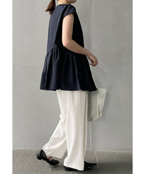 1er Arrondissement（プルミエアロンディスモン）の「コットンナイロンタフタペプラムジレ（その他アウター・レディース・ブルー系その他3/ベージュ・36/38）」の17枚目の写真