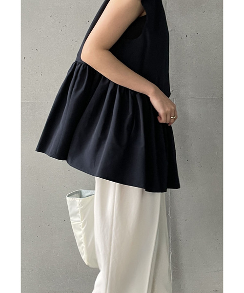 1er Arrondissement（プルミエアロンディスモン）の「コットンナイロンタフタペプラムジレ（その他アウター・レディース・ブルー系その他3/ベージュ・36/38）」の18枚目の写真