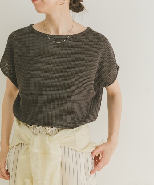ITEMS URBANRESEARCH（アイテムズ アーバンリサーチ）の「ワッフルフレンチニット（ニット/セーター・レディース・ホワイト/チャコールグレー/グリーン・FREE）」の20枚目の写真