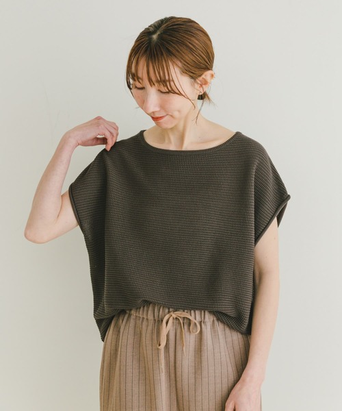ITEMS URBANRESEARCH（アイテムズ アーバンリサーチ）の「ワッフルフレンチニット（ニット/セーター・レディース・ホワイト/チャコールグレー/グリーン・FREE）」の22枚目の写真