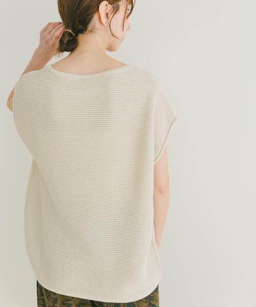 ITEMS URBANRESEARCH（アイテムズ アーバンリサーチ）の「ワッフルフレンチニット（ニット/セーター・レディース・ホワイト/チャコールグレー/グリーン・FREE）」の7枚目の写真