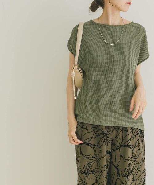 ITEMS URBANRESEARCH（アイテムズ アーバンリサーチ）の「ワッフルフレンチニット（ニット/セーター・レディース・ホワイト/チャコールグレー/グリーン・FREE）」の11枚目の写真