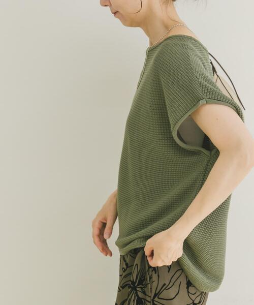 ITEMS URBANRESEARCH（アイテムズ アーバンリサーチ）の「ワッフルフレンチニット（ニット/セーター・レディース・ホワイト/チャコールグレー/グリーン・FREE）」の12枚目の写真