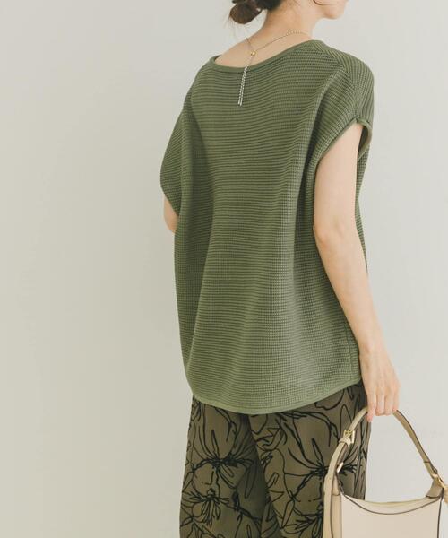 ITEMS URBANRESEARCH（アイテムズ アーバンリサーチ）の「ワッフルフレンチニット（ニット/セーター・レディース・ホワイト/チャコールグレー/グリーン・FREE）」の14枚目の写真