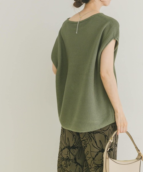 ITEMS URBANRESEARCH（アイテムズ アーバンリサーチ）の「ワッフルフレンチニット（ニット/セーター・レディース・ホワイト/チャコールグレー/グリーン・FREE）」の7枚目の写真