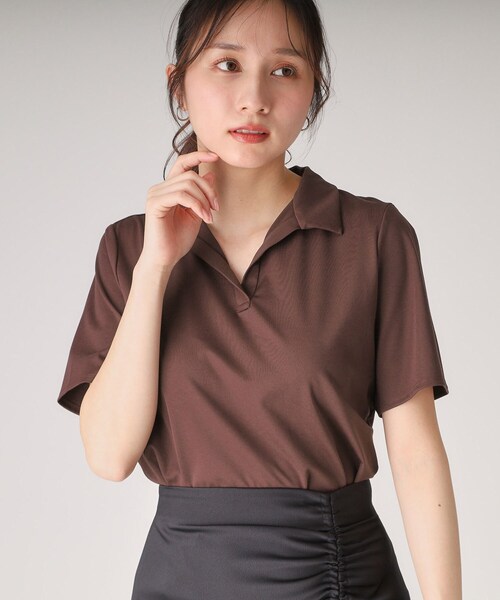 COUP DE CHANCE(クードシャンス)の「【洗える/日本製】スキッパーカットソー(Tシャツ/カットソー・レディース・ホワイト/ボルドー/ネイビー・34/36/38/40)」の1枚目の写真