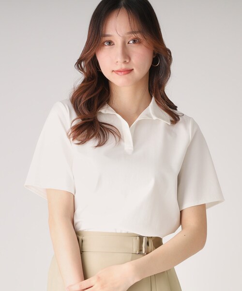 COUP DE CHANCE(クードシャンス)の「【洗える/日本製】スキッパーカットソー(Tシャツ/カットソー・レディース・ホワイト/ボルドー/ネイビー・34/36/38/40)」の4枚目の写真