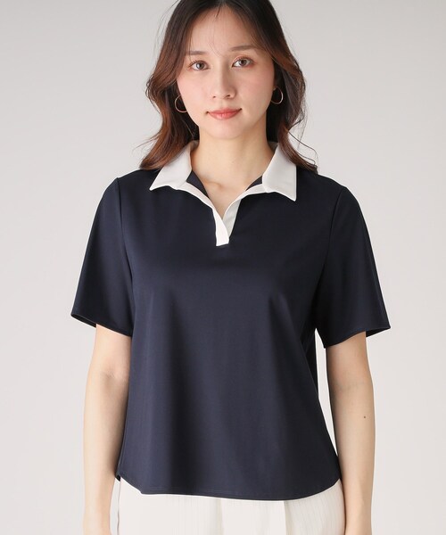 COUP DE CHANCE(クードシャンス)の「【洗える/日本製】スキッパーカットソー(Tシャツ/カットソー・レディース・ホワイト/ボルドー/ネイビー・34/36/38/40)」の16枚目の写真