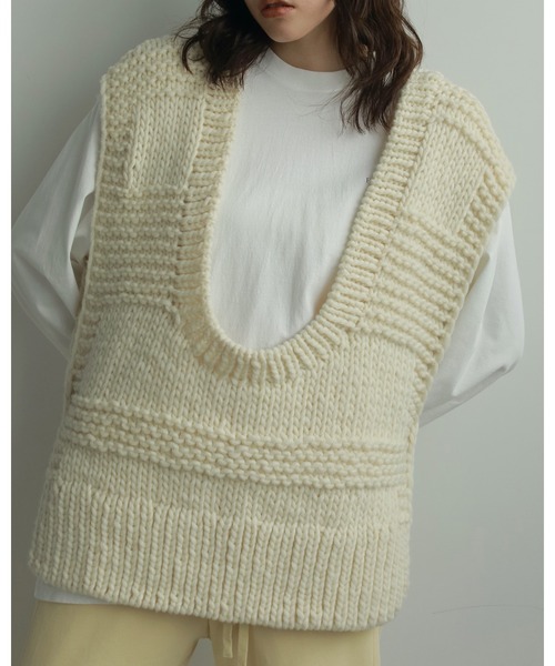 セール】Uneck Handknit Vest（ベスト）｜anuke（アンヌーク）の