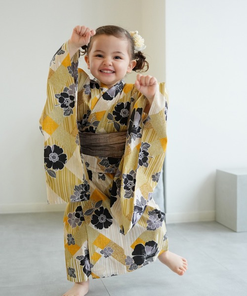 セール】キッズ浴衣3点セット ニコアンティーク 芙蓉エフェクト