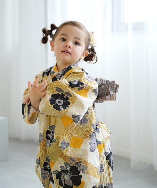 セール】キッズ浴衣3点セット ニコアンティーク 芙蓉エフェクト