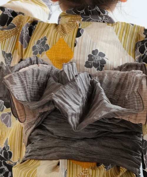 utatane（ウタタネ）の「キッズ浴衣3点セット ニコアンティーク 芙蓉エフェクト イエロー（浴衣・キッズ・イエロー・100cm/110cm/120cm/130cm）」の8枚目の写真