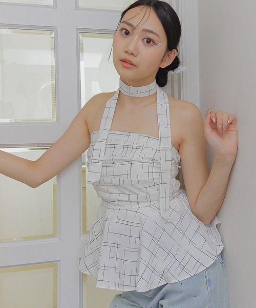 3.3 Field Trip （3.3フィールドトリップ）の「3.3 Field Trip／ストールチェックビスチェ（シャツ/ブラウス・レディース・ネイビー/ホワイト/ブラック/ブラウン/ブラック系1・FREE）」の2枚目の写真