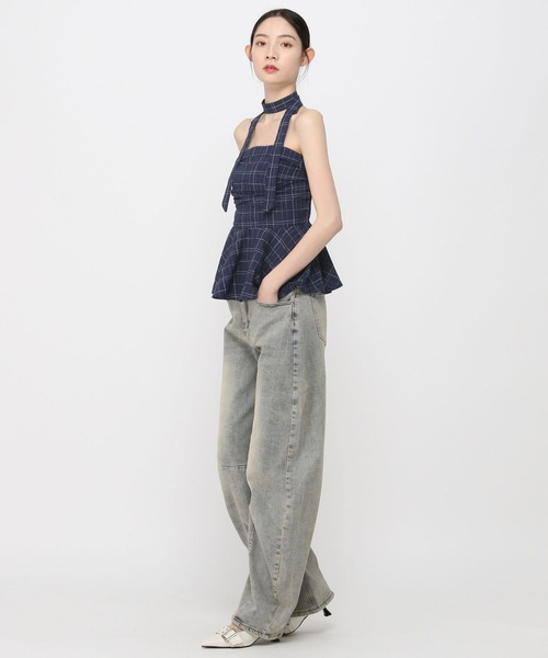 3.3 Field Trip （3.3フィールドトリップ）の「3.3 Field Trip／ストールチェックビスチェ（シャツ/ブラウス・レディース・ネイビー/ホワイト/ブラック/ブラウン/ブラック系1・FREE）」の19枚目の写真